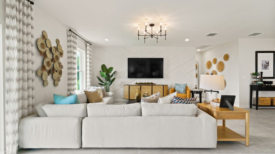 Castaway Model Home Living Area, new home plan available at Liberty Trace in Haines City, fl