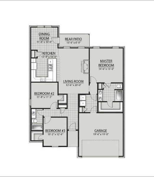2D floor plan layout of this home in Little Cypress Grove, Orange, TX (Image 3).