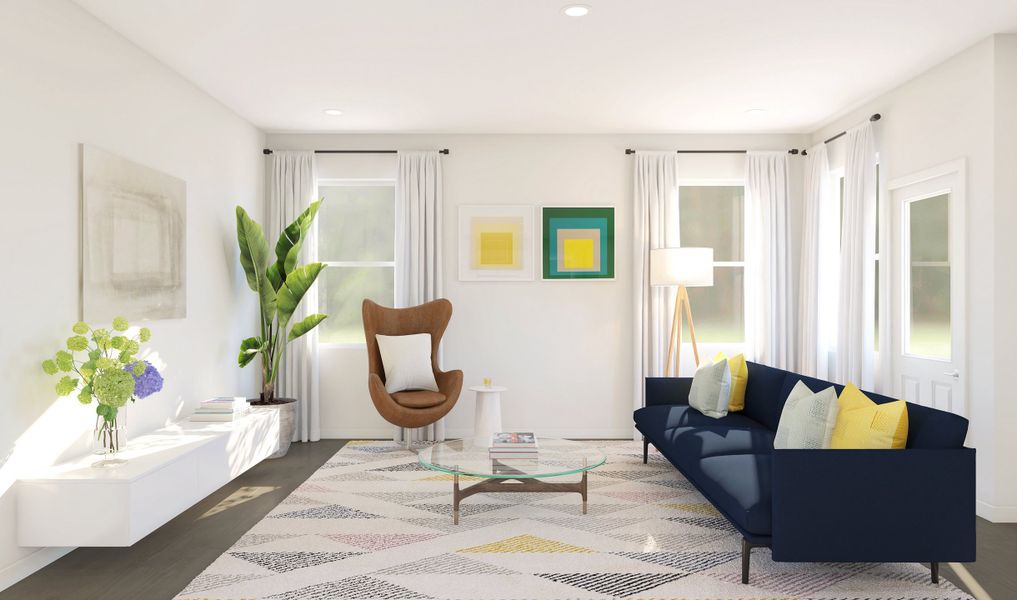 Great room with tile flooring Great room with tile flooring