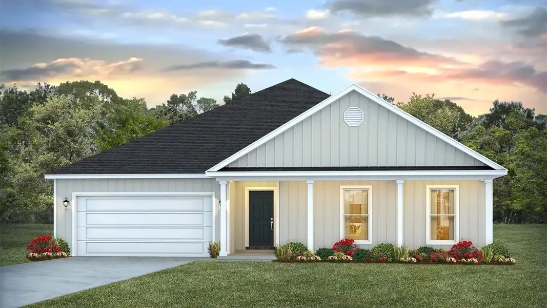 Front exterior of a new home in Liberty, Panama City, FL, highlighting curb appeal (Image 2). Front exterior of a new home in Liberty, Panama City, FL, highlighting curb appeal (Image 2).