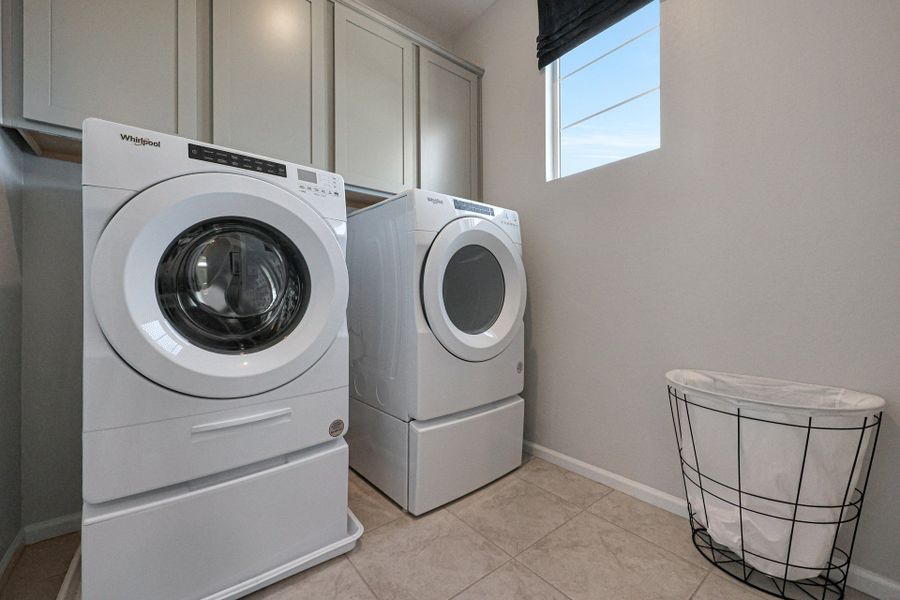 A washing machine and a dryer.