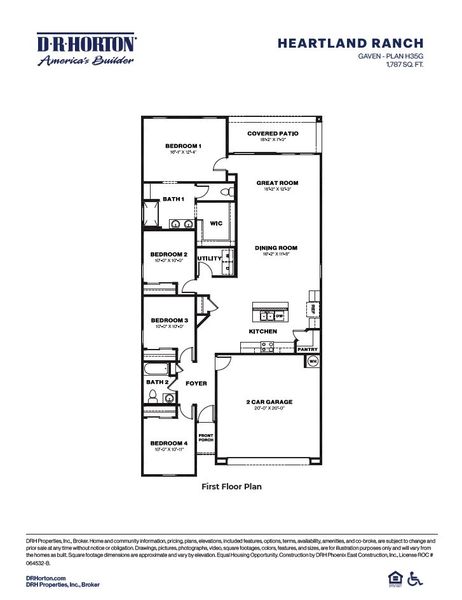 2D floor plan layout of this home in Heartland Ranch, Coolidge, AZ (Image 4).