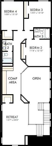 2D floor plan layout of this home in Walsh Cottage, Fort Worth, TX (Image 3). 2D floor plan layout of this home in Walsh Cottage, Fort Worth, TX (Image 3).