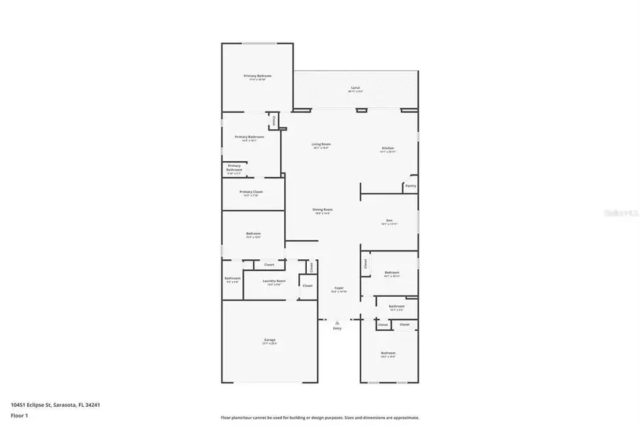 2D floor plan layout of this home in Esplanade at Skye Ranch, Sarasota, FL (Image 4).