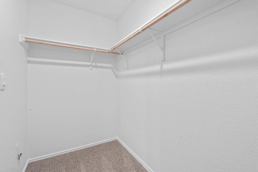 Walk in closet with carpet flooring Walk in closet with carpet flooring