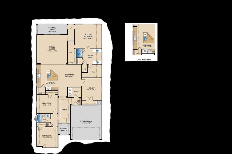2D floor plan layout of this home in Keeneland, Aubrey, TX (Image 2).