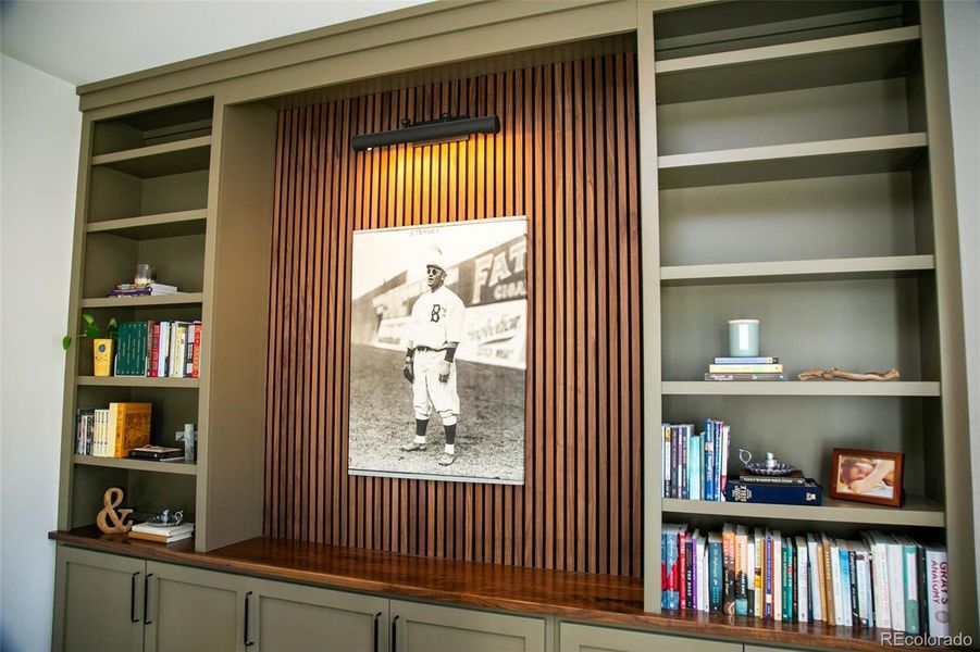 Custom hickory woodwork in office