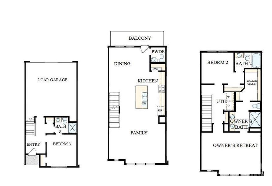 2D floor plan layout of this home in Central Living at Craig, Charlotte, NC (Image 3).