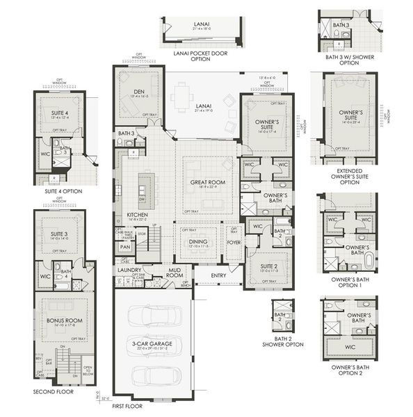 2D floor plan layout for the Tideland by Homes by Towne in Shellstone at Waterside, Sarasota, FL (Image 4).