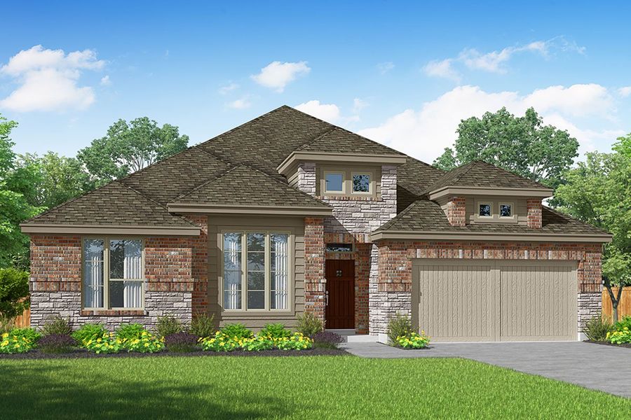 Front exterior of a new home in Clearview Ranch, Royse City, TX, highlighting curb appeal (Image 1). Front exterior of a new home in Clearview Ranch, Royse City, TX, highlighting curb appeal (Image 1).