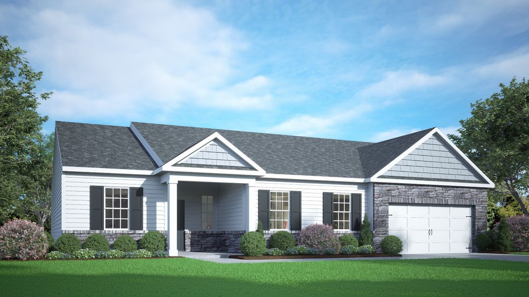 Representative exterior photo of a completed home built from the Dylan - Drhe by D.R. Horton in Beaver Dam Crossing, Bailey, NC (Image 18). Representative exterior photo of a completed home built from the Dylan - Drhe by D.R. Horton in Beaver Dam Crossing, Bailey, NC (Image 18).