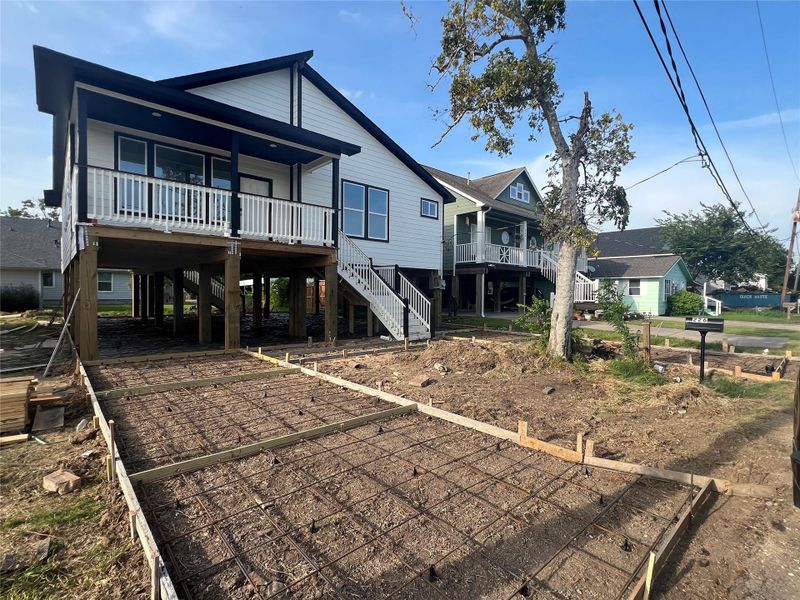 Front of the home from left side in progress