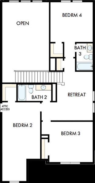 2D floor plan layout of this home in Two Step Farm 50', Montgomery, TX (Image 3).