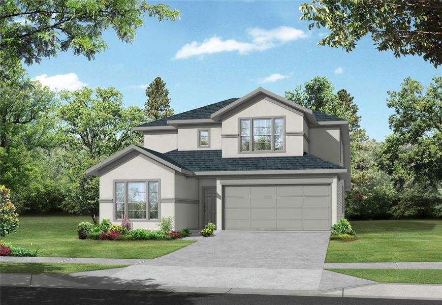The Montague by Newmark Homes features a modern stucco elevation. The Montague by Newmark Homes features a modern stucco elevation.