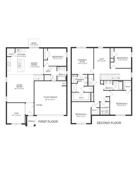 2D floor plan layout of this home in Crossroads at Kelly Park, Apopka, FL (Image 4).