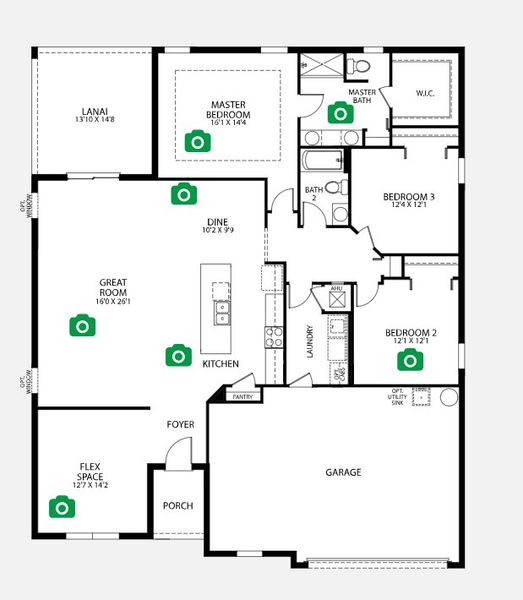 2D floor plan layout for the Melody by Maronda Homes in Rotonda, Port Charlotte, FL (Image 2).