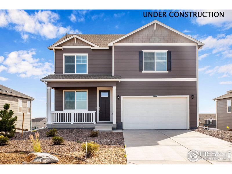 Front exterior of a new home in Vista Meadows, Fort Lupton, CO, highlighting curb appeal (Image 2). Front exterior of a new home in Vista Meadows, Fort Lupton, CO, highlighting curb appeal (Image 2).