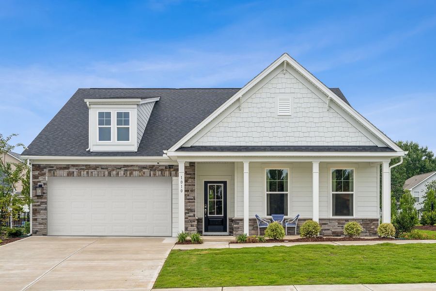Front exterior of a new home in The Beacon at Old Peachtree Single Family Homes, Lawrenceville, GA, highlighting curb appeal (Image 55).