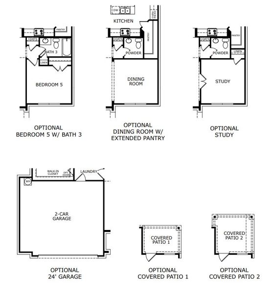 2D floor plan layout for the Concept 2844 by Risewell Homes in Hunters Ridge, Crowley, TX (Image 3).