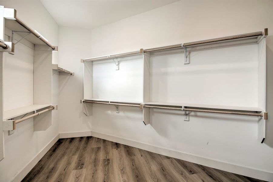 Spacious closet featuring dark wood finished floors Spacious closet featuring dark wood finished floors