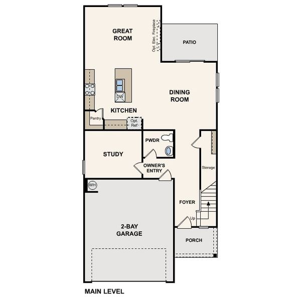 2D floor plan layout for the Harlow by Century Communities in Cedar Hollow, Hickory, NC (Image 3).