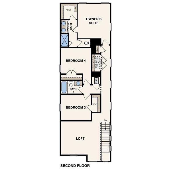 2D floor plan layout of this home in The Hollows at Avery Centre, Round Rock, TX (Image 4).