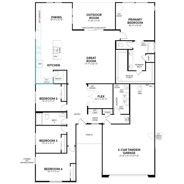 2D floor plan layout for the Lily by Brookfield Residential in Mariposa at Blossom Rock, Apache Junction, AZ (Image 7).