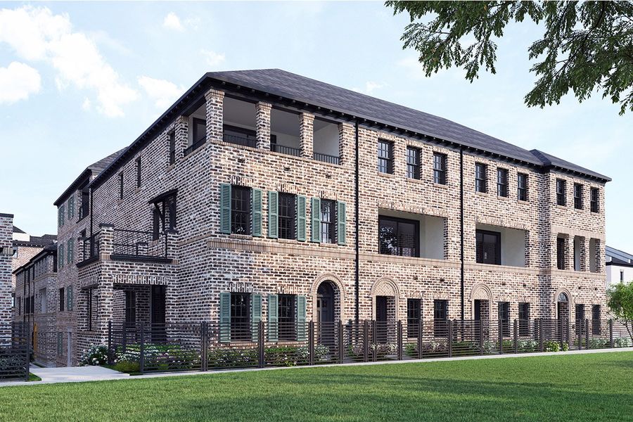 Front exterior of a new home in Addison Grove, Addison, TX, highlighting curb appeal (Image 1).