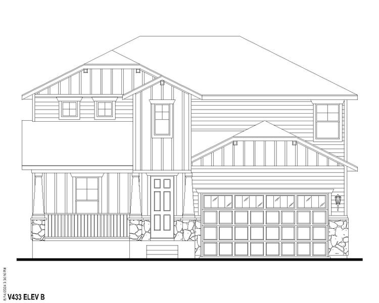 Plan V433 Elevation B w/ Stone