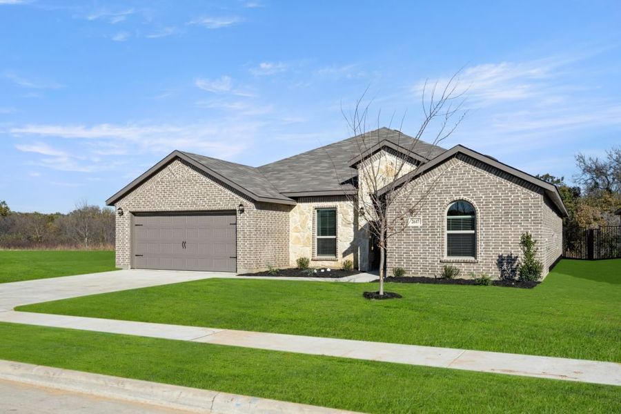 Representative exterior photo of a completed home built from the Hampton II by Impression Homes in Mountain Valley, Burleson, TX (Image 2). Representative exterior photo of a completed home built from the Hampton II by Impression Homes in Mountain Valley, Burleson, TX (Image 2).