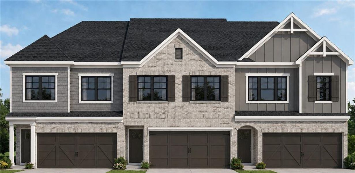 Front exterior of a new home in , Tucker, GA, highlighting curb appeal (Image 2). Front exterior of a new home in , Tucker, GA, highlighting curb appeal (Image 2).