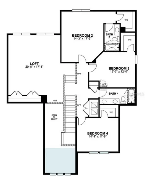 2D floor plan layout of this home in Hawk's Overlook, Oviedo, FL (Image 4).