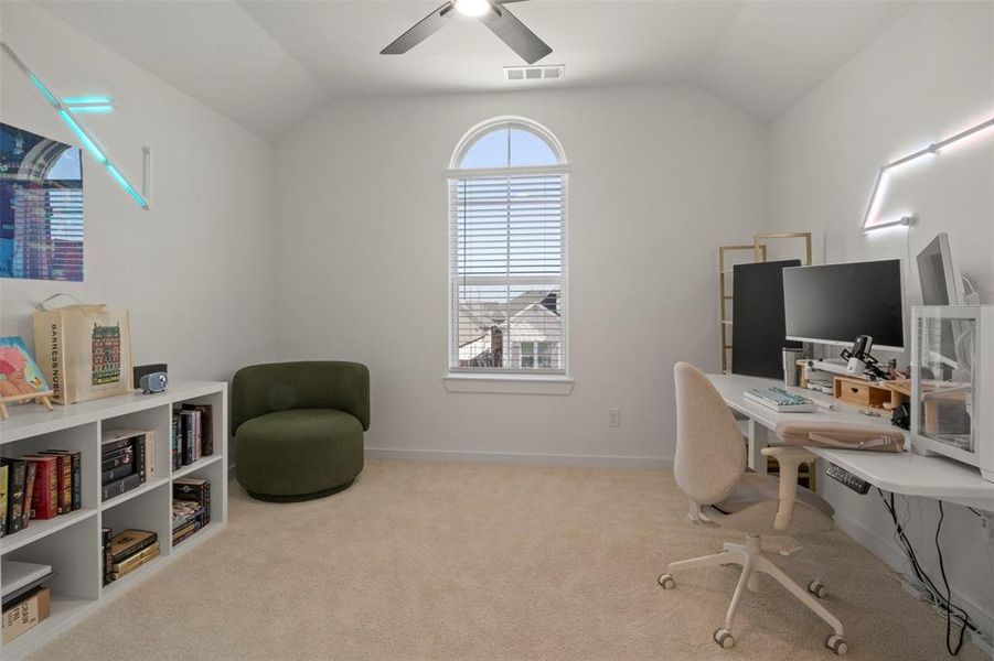 Bedroom upstairs being used as a home office Bedroom upstairs being used as a home office