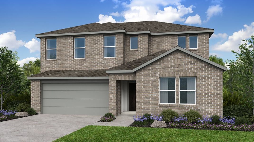 Representative exterior photo of a completed home built from the Round Rock by Taylor Morrison in Parks at Foster Crossing, Anna, TX (Image 1). Representative exterior photo of a completed home built from the Round Rock by Taylor Morrison in Parks at Foster Crossing, Anna, TX (Image 1).