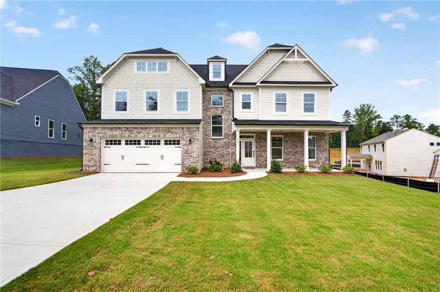 Front exterior of a new home in Arbor West, Dawsonville, GA, highlighting curb appeal (Image 28).