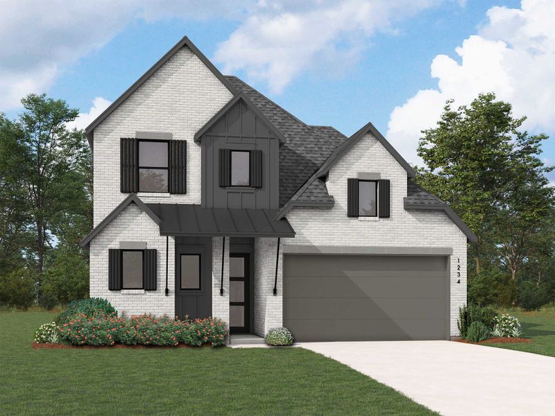 Representative exterior photo of a completed home built from the Panamera Plan by Highland Homes in Venado Crossing, Cibolo, TX (Image 26).