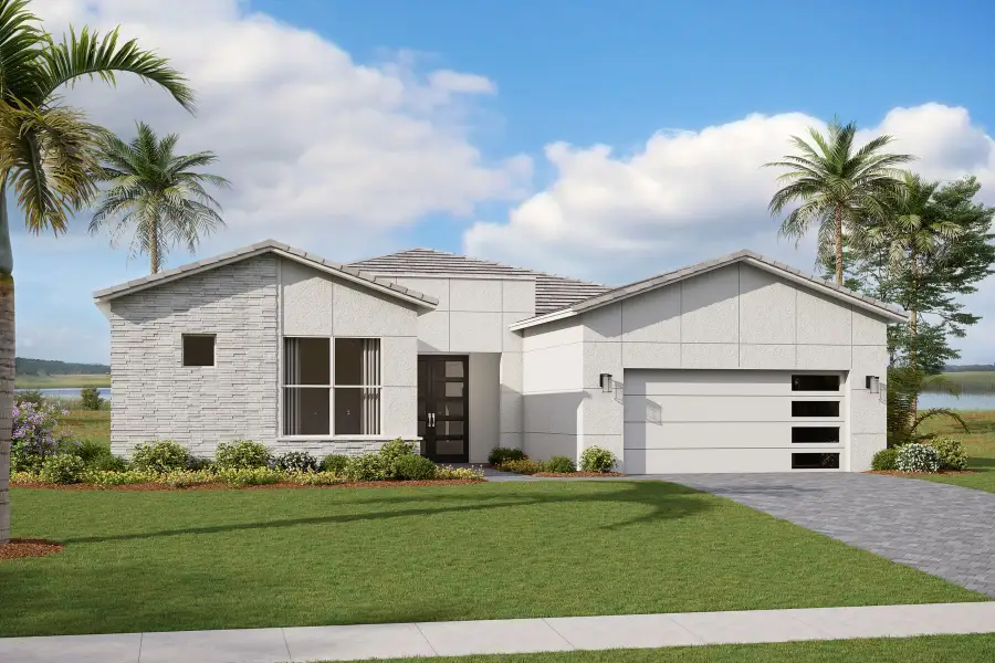 Representative exterior photo of a completed home built from the Lotus by Mattamy Homes in Tradition, Port St. Lucie, FL (Image 2). Representative exterior photo of a completed home built from the Lotus by Mattamy Homes in Tradition, Port St. Lucie, FL (Image 2).