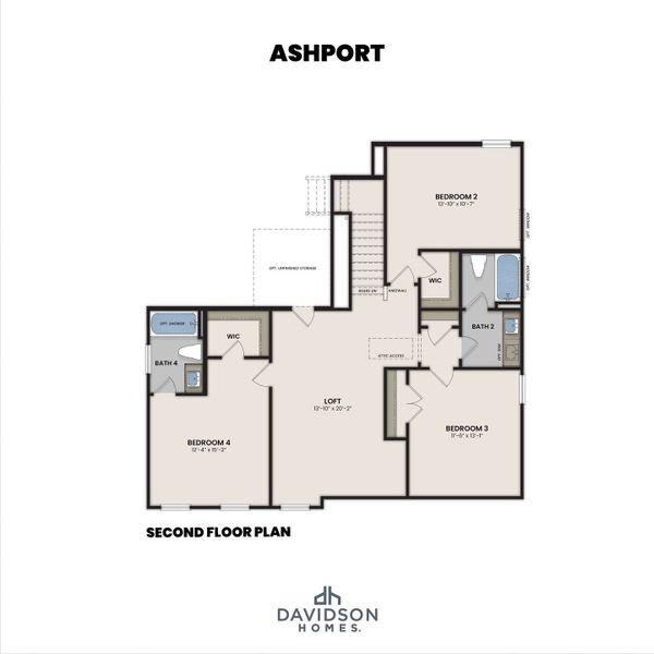 2D floor plan layout for the The Ashport G by Davidson Homes LLC in Melody Lakeside Estates, Buford, GA (Image 3).