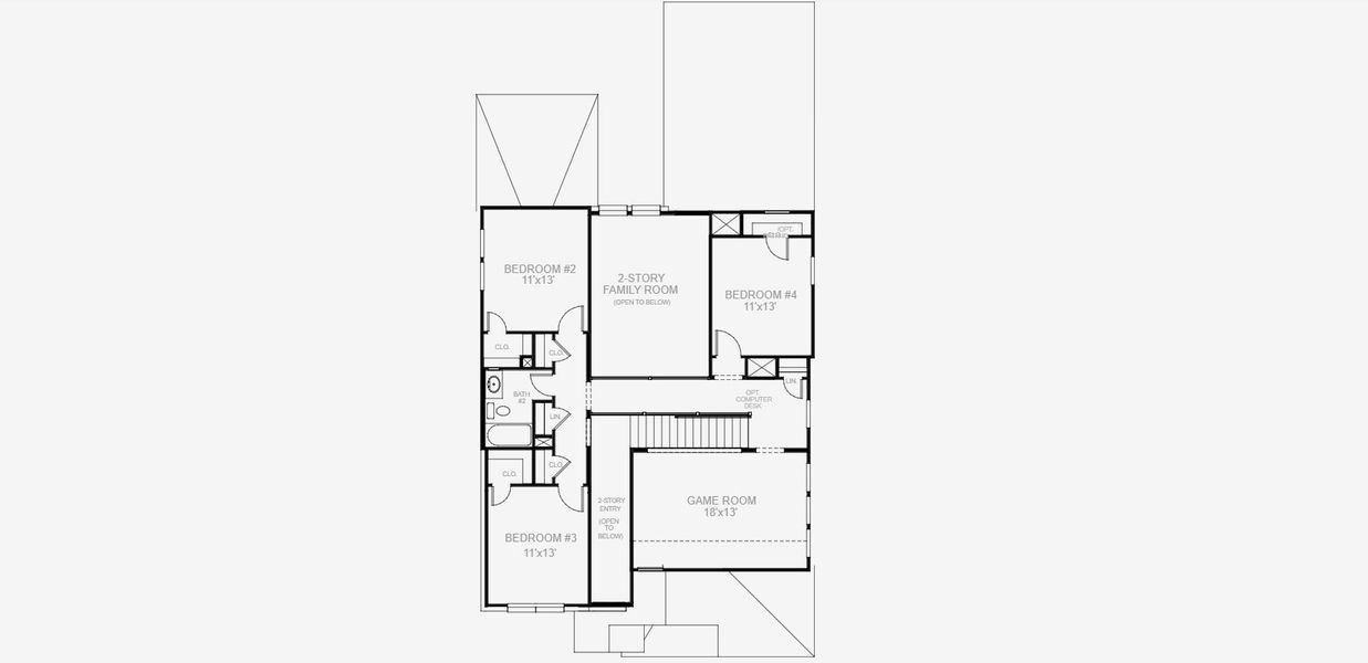 2D floor plan layout for the 2442W by Perry Homes in Trinity Falls, McKinney, TX (Image 4).