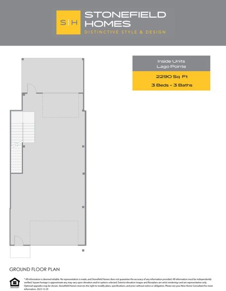 2D floor plan layout for the Lago Pointe - Inside by Stonefield Homes in Lago Pointe, Seabrook, TX (Image 4).