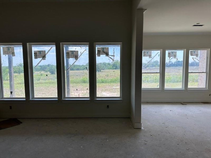 Multiple large windows provide abundant natural light