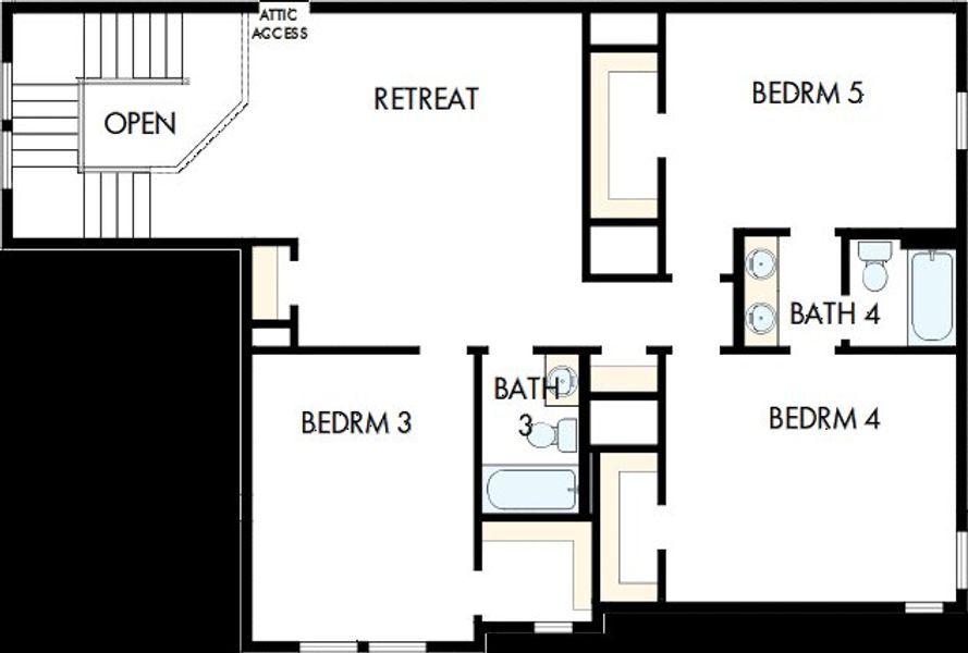 2D floor plan layout of this home in Wolf Ranch – West Bend, Georgetown, TX (Image 3).
