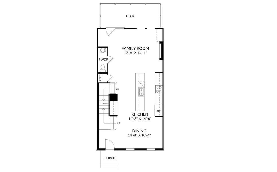 2D floor plan layout for the The Dupree by Stanley Martin Homes in Croftside Townhomes, Powder Springs, GA (Image 3).