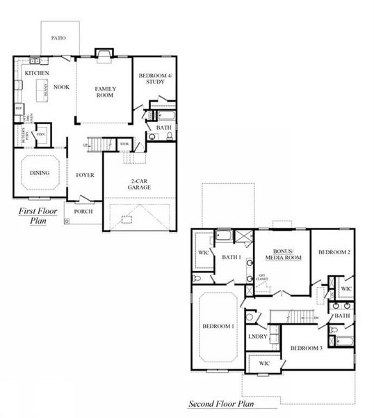 2D floor plan layout of this home in Hamptons at Riverwood East, Dallas, GA (Image 5). 2D floor plan layout of this home in Hamptons at Riverwood East, Dallas, GA (Image 5).