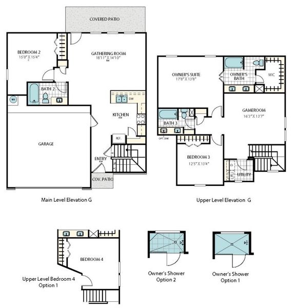 2D floor plan layout for the Arlington by Masonwood Homes in Cielo West, Round Rock, TX (Image 2).