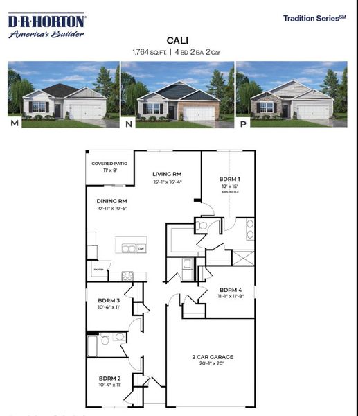 2D floor plan layout of this home in McKay Place, Lillington, NC (Image 4).