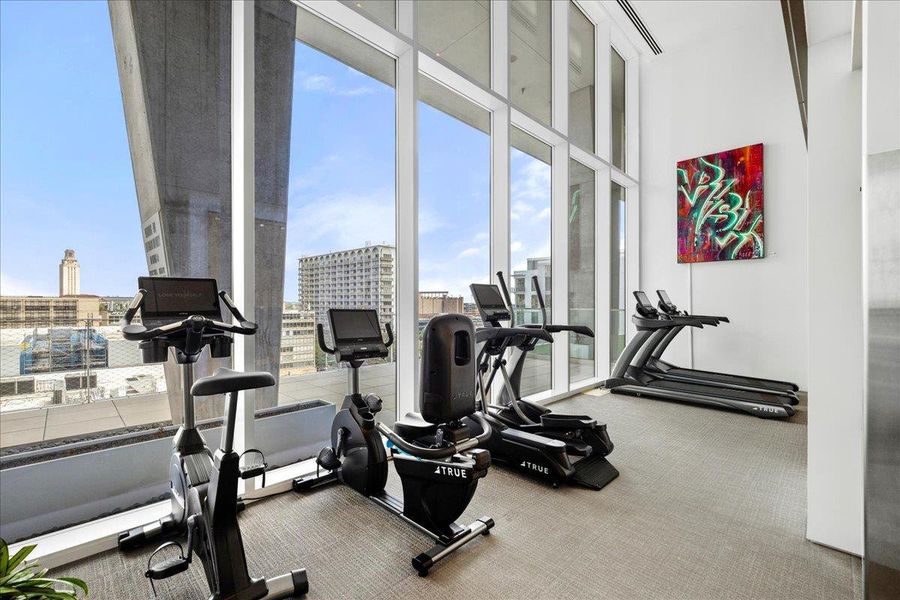 AMENITIES. Elevated amenity deck on the tenth floor includes: Covered Lap Pool, Outdoor Cooking & Dining, Fire Pit Lounge, Sauna, Hot & Cold Plunge Pool, Exercise Facility, Dog Park w/ Washing Station, Conference Room / Private Dining, Club Room w/ Kitchen. Ground floor amenities include 24/7 Concierge, Lobby and two (2) retail spaces.