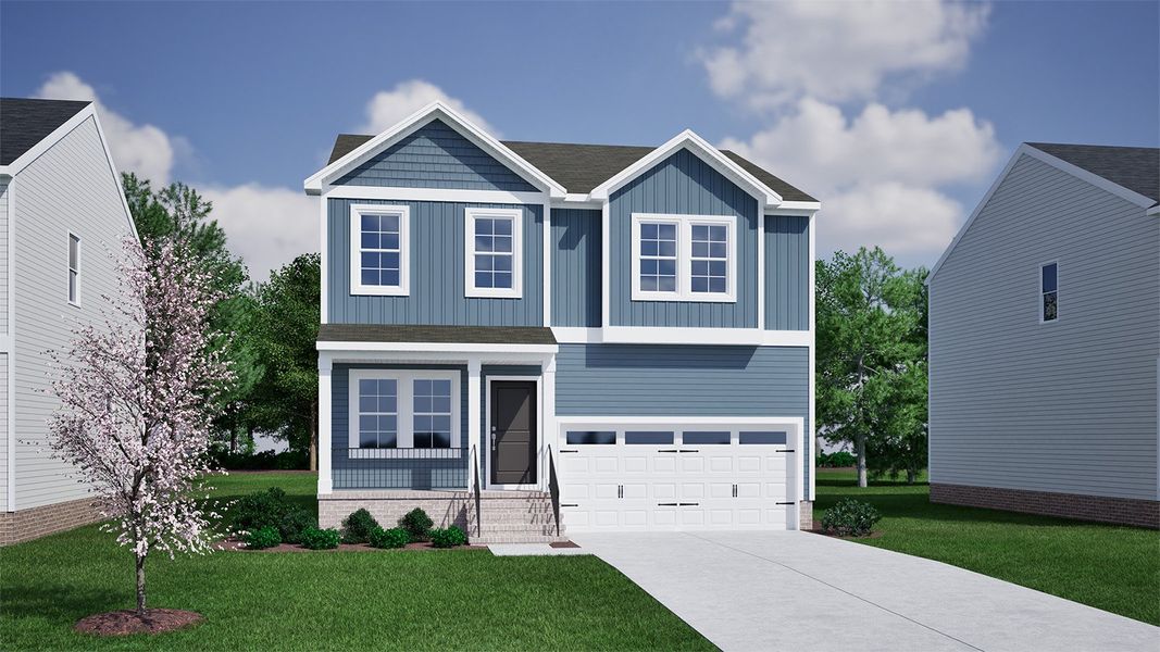 Representative exterior photo of a completed home built from the Lancaster - Genesis Value Collection by Mungo Homes in Willows at Pitch Landing, Conway, SC (Image 18). Representative exterior photo of a completed home built from the Lancaster - Genesis Value Collection by Mungo Homes in Willows at Pitch Landing, Conway, SC (Image 18).