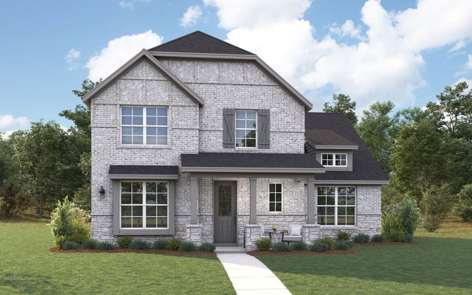 The Granbury - Tudor with Stone Elevation