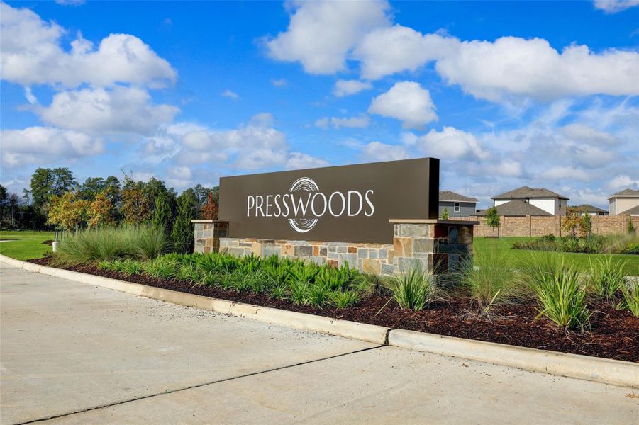 Front exterior of a new home in Presswoods, Splendora, TX, highlighting curb appeal (Image 2).